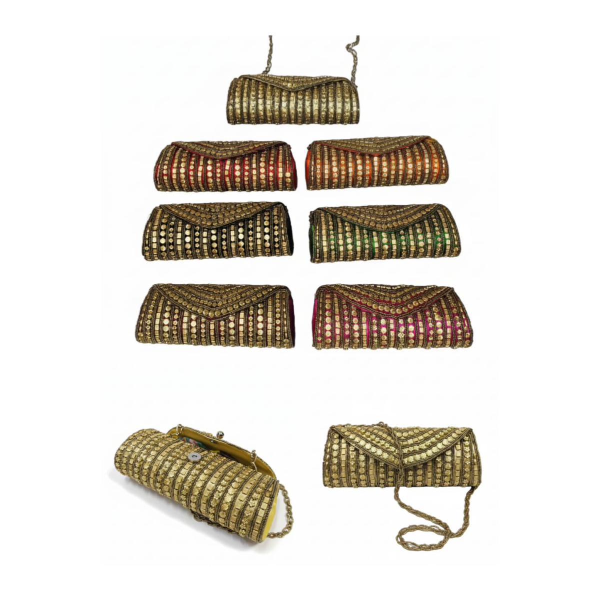 Handmade Bridal Gold Clutch Purse Bag - Image 2